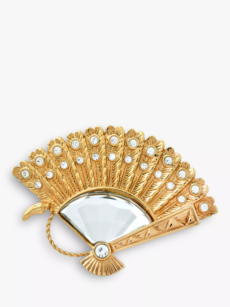 Eclectica Swarovski crystal fan brooch 3.5x5cm (British brand)