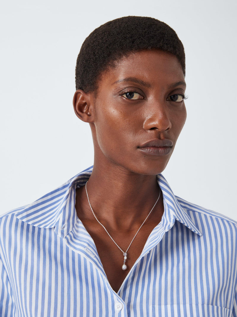 Lido teardrop pendant necklace with cubic zirconia and freshwater pearls, imported from the UK