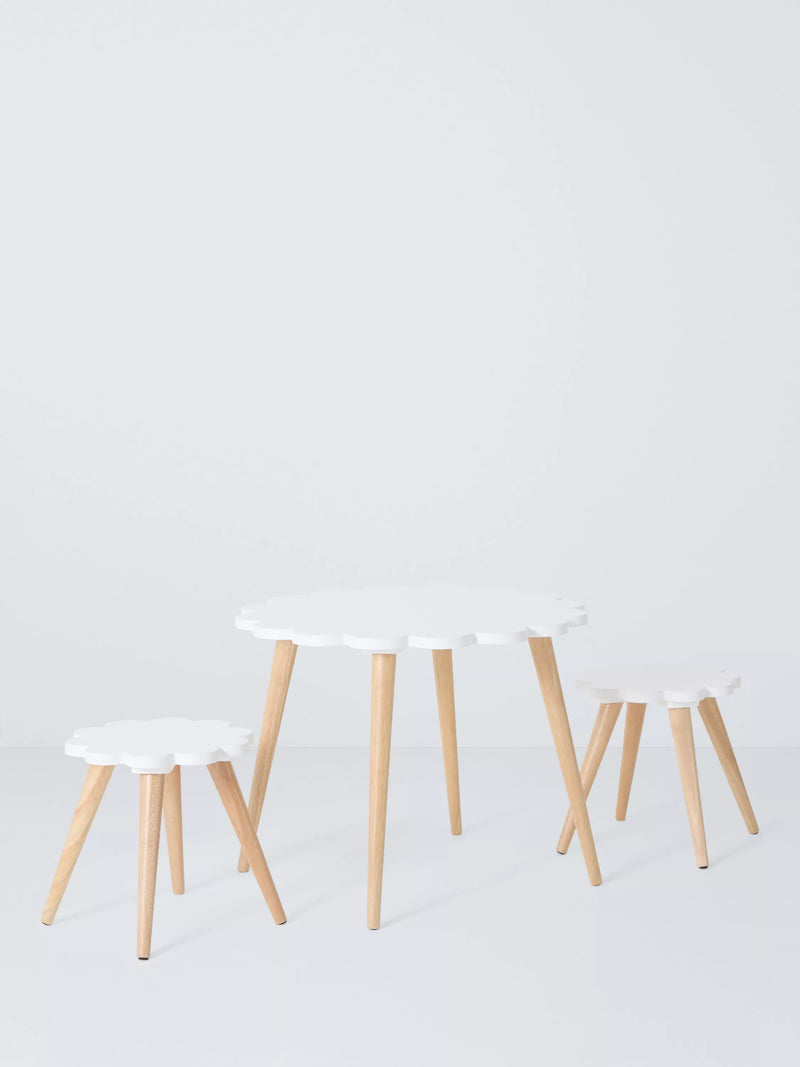 John Lewis daisy table and chairs set white natural (British brand)