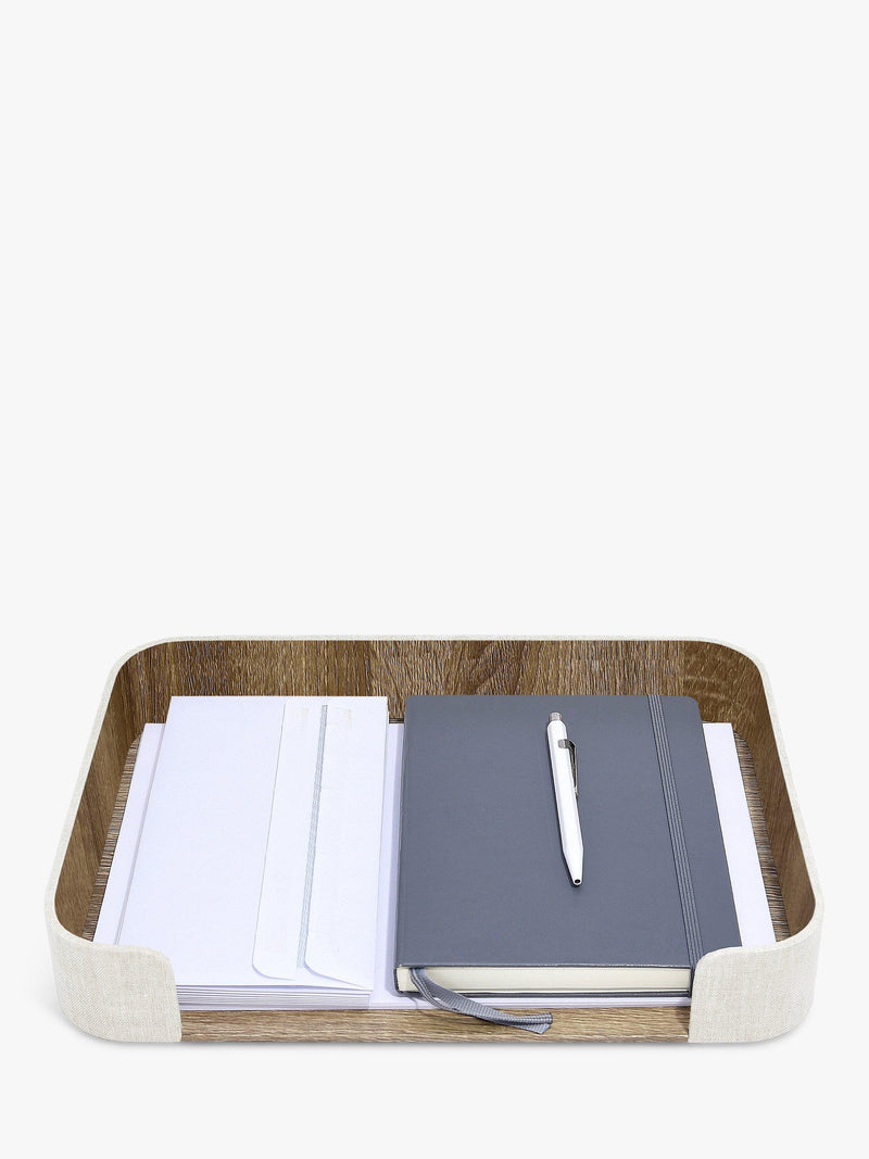 Stackers linen magazine tray desk organiser H5xW30xD25cm, UK version