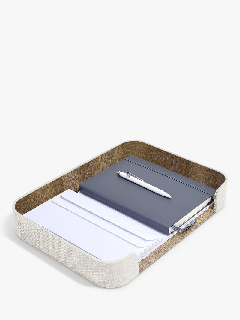 Stackers linen magazine tray desk organiser H5xW30xD25cm, UK version