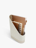 Neutral Oatmeal PU and Linen magazine file with hidden storage tray (British brand)
