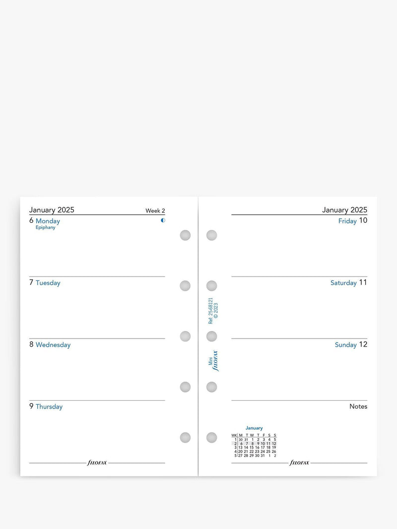 Filofax Mini diary refill 2025 - British product