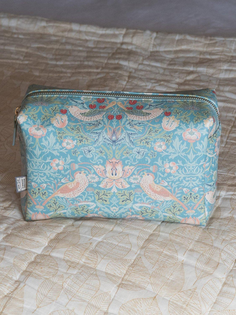 William Morris At Home Strawberry Thief blue wash bag, imported from the UK