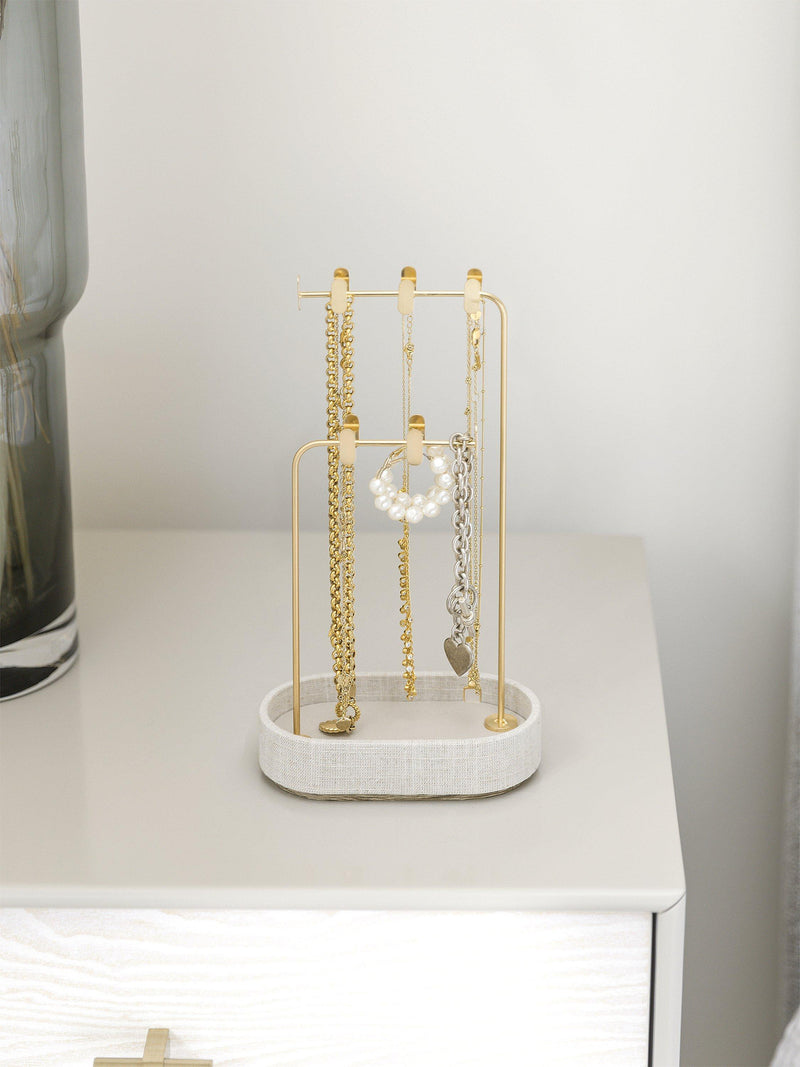 Multi Hook Jewellery Stand in Oatmeal & Linen (British brand)