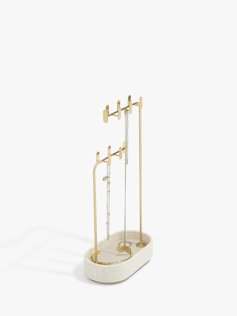 Multi Hook Jewellery Stand in Oatmeal & Linen (British brand)