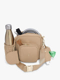 Stackers dog walking satchel Camel recycled PU, imported from the UK