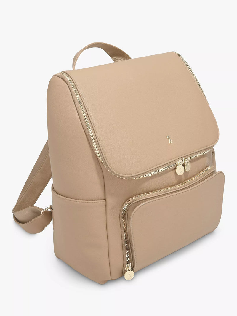 Stackers parent backpack in camel with changing mat - British product