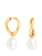John Lewis Astrid & Miyu Serenity Pearl Charm Hoop Earrings, Gold- Buy online at McGrocer