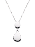 Kit Heath Coast Pebbles twin drop pendant necklace silver (British brand)