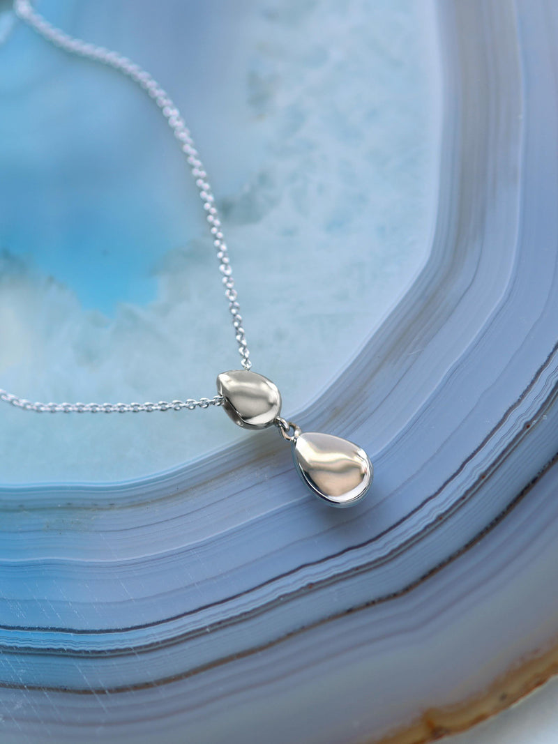 Kit Heath Coast Pebbles twin drop pendant necklace silver (British brand)