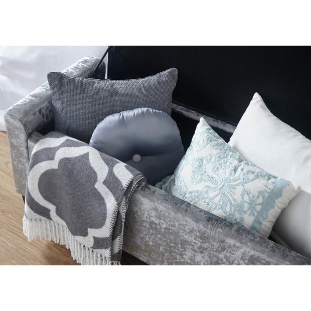 GFW Verona Velvet Ottoman Bench in Grey 104cm wide - British product