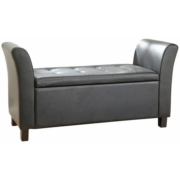 GFW Verona storage ottoman in black with 87.4 litre capacity, UK version