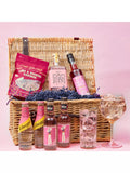 Craft Gin Club pink gin gift hamper with wicker basket and mixers - British product