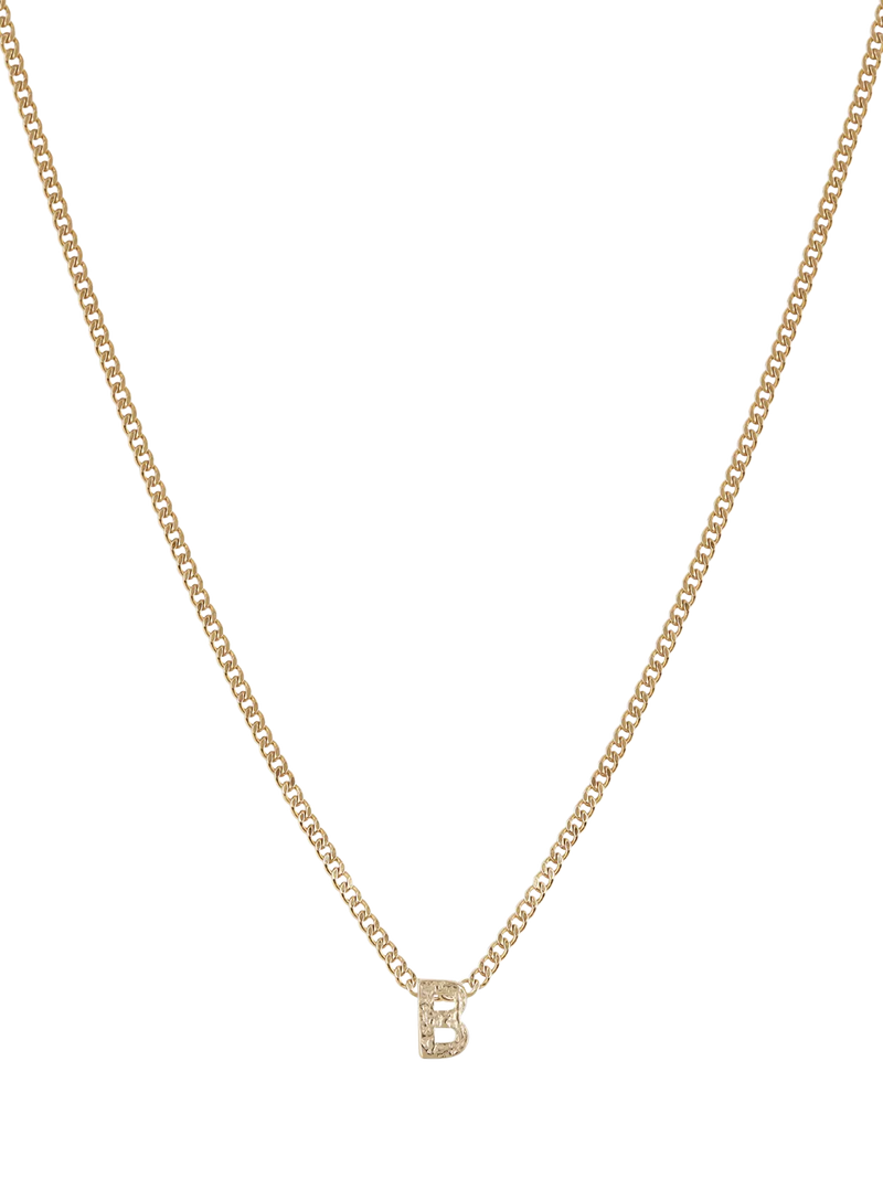 Tutti Textured Alphabet Pendant Necklace Gold 45cm
