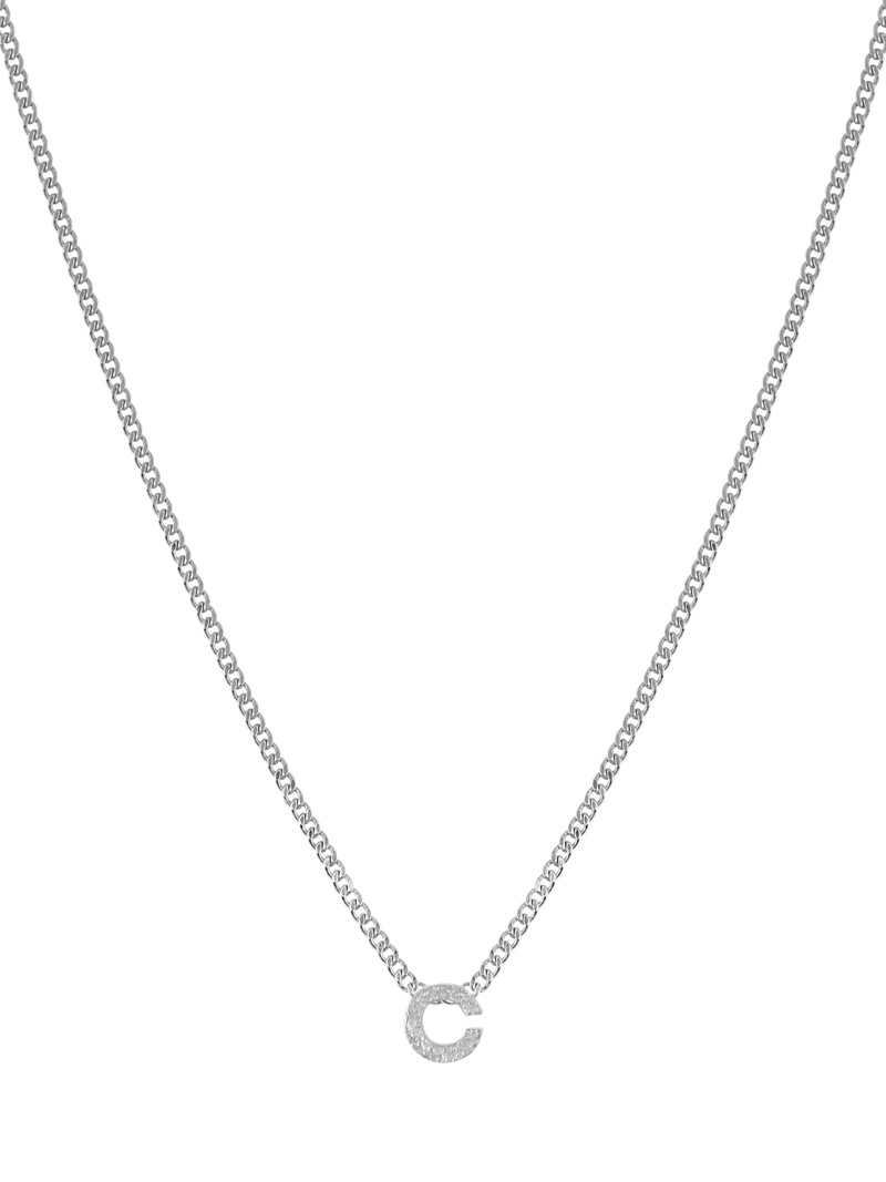 Tutti Textured Alphabet Pendant Necklace, Silver