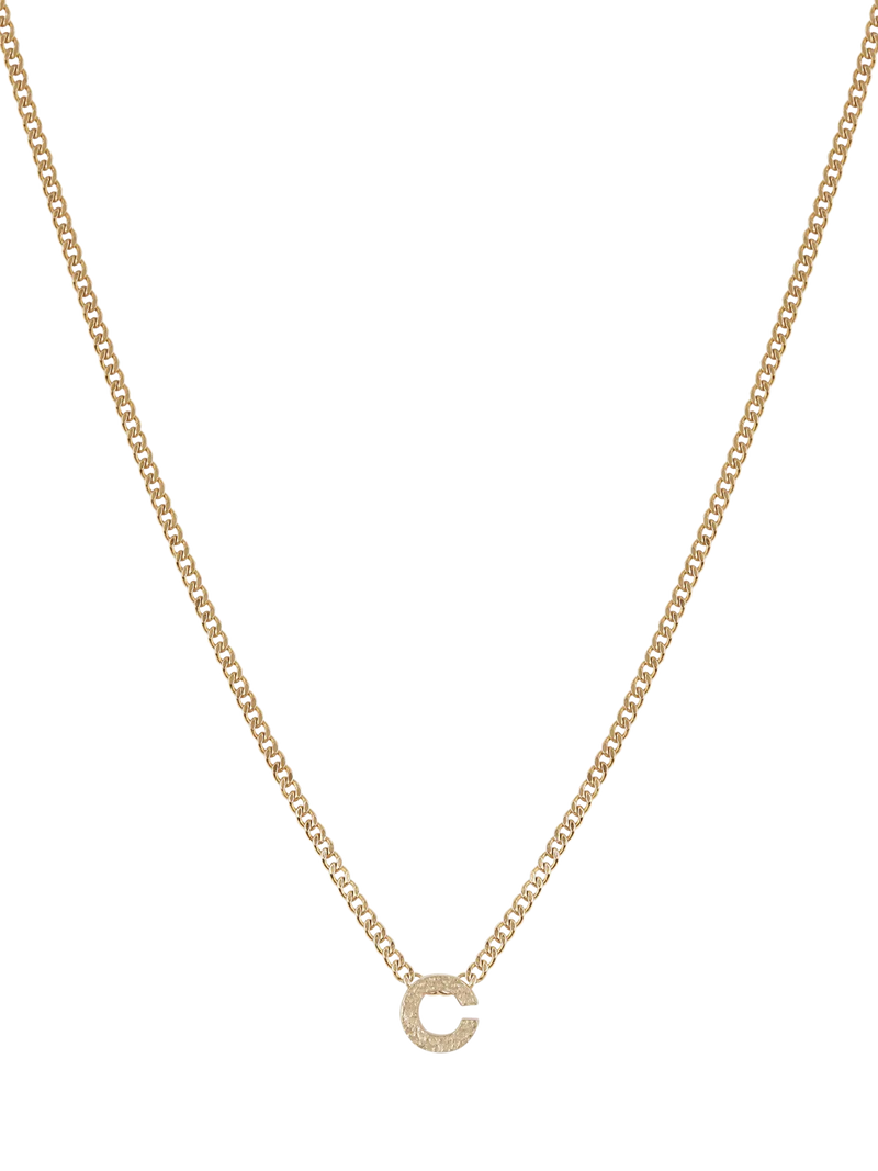 Tutti Textured Alphabet Pendant Necklace Gold 45cm