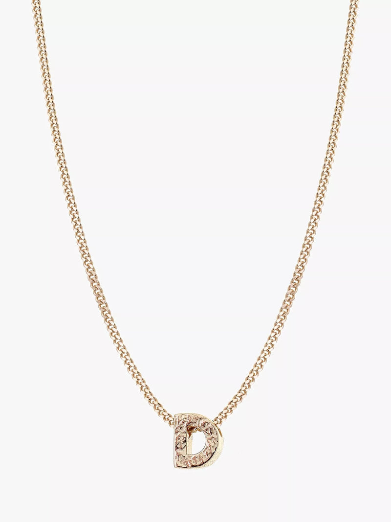 Tutti Textured Alphabet Pendant Necklace Gold 45cm