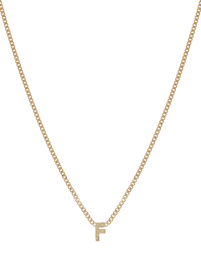 Tutti Textured Alphabet Pendant Necklace Gold 45cm