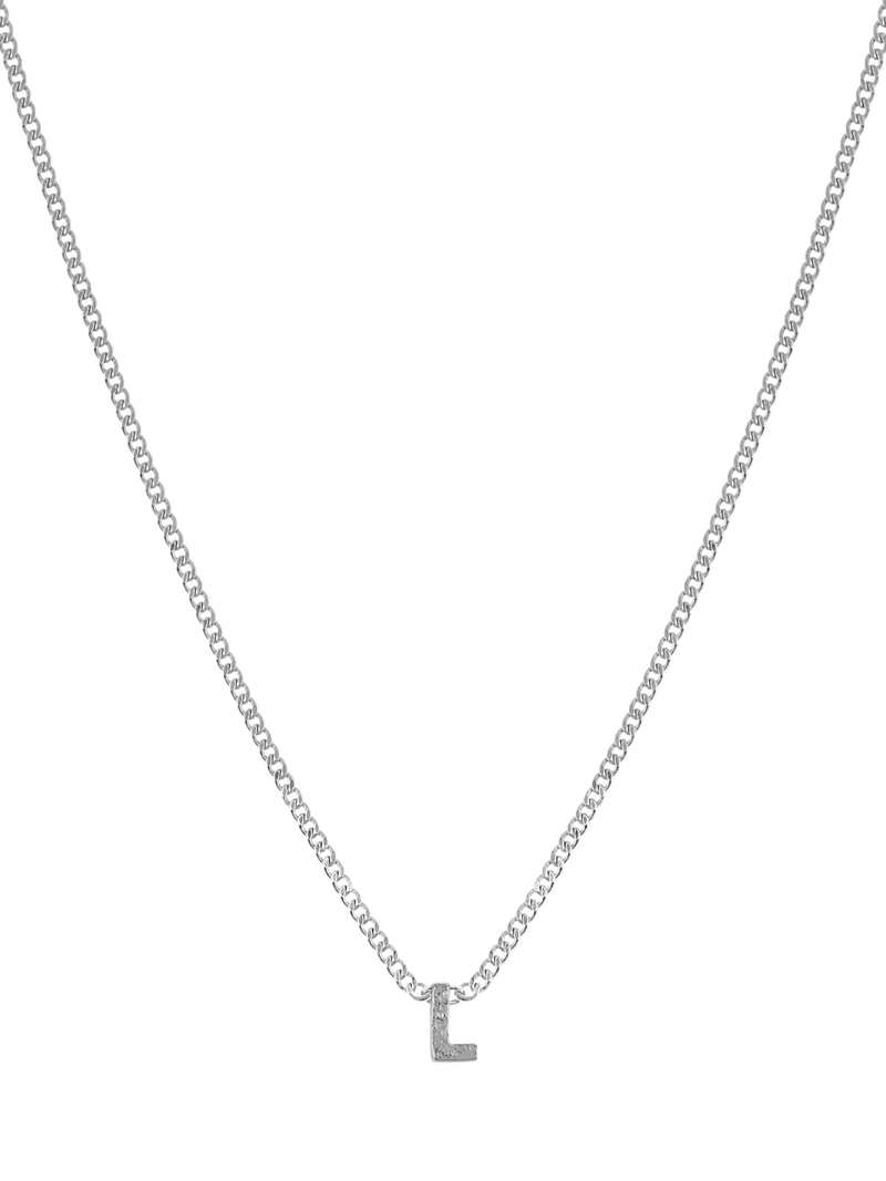 Tutti Textured Alphabet Pendant Necklace, Silver