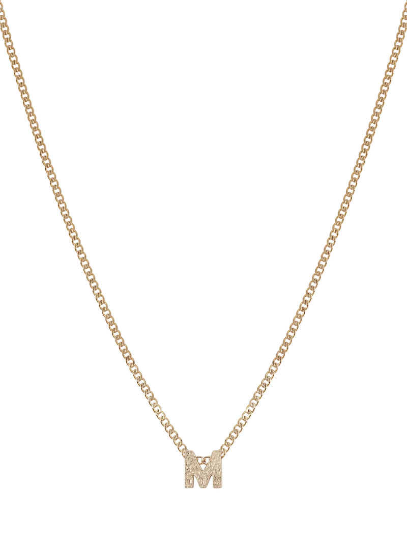 Tutti Textured Alphabet Pendant Necklace Gold 45cm