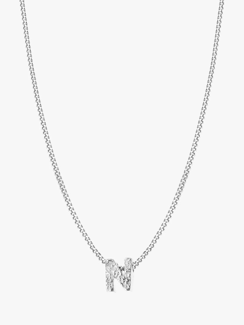 Tutti Textured Alphabet Pendant Necklace, Silver