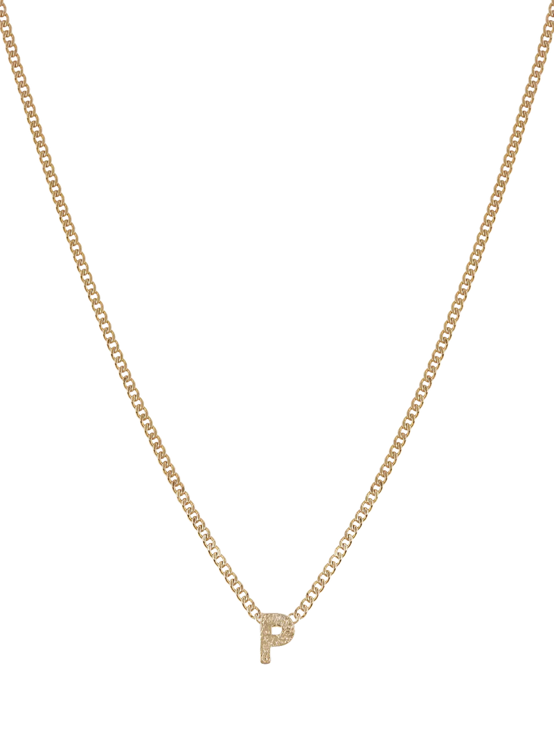 Tutti Textured Alphabet Pendant Necklace Gold 45cm