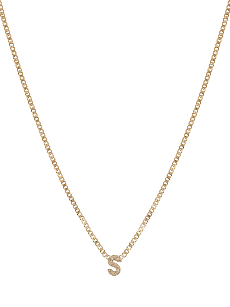 Tutti Textured Alphabet Pendant Necklace Gold 45cm