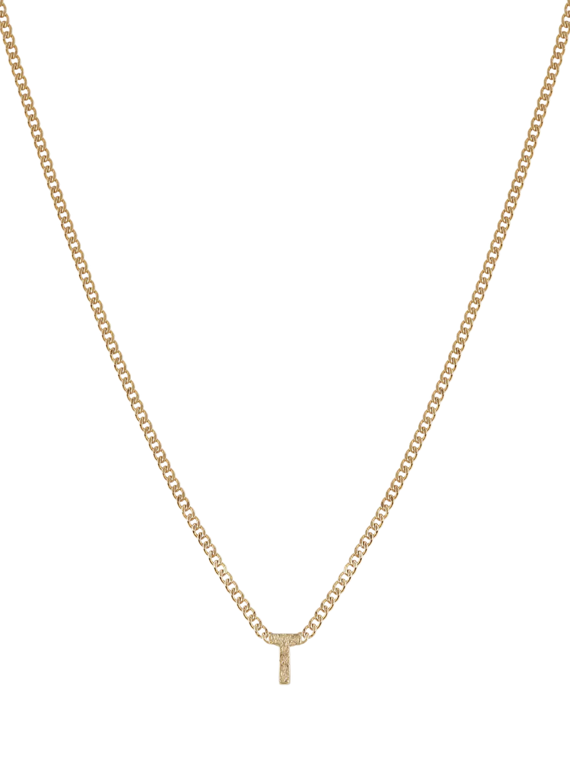 Tutti Textured Alphabet Pendant Necklace Gold 45cm