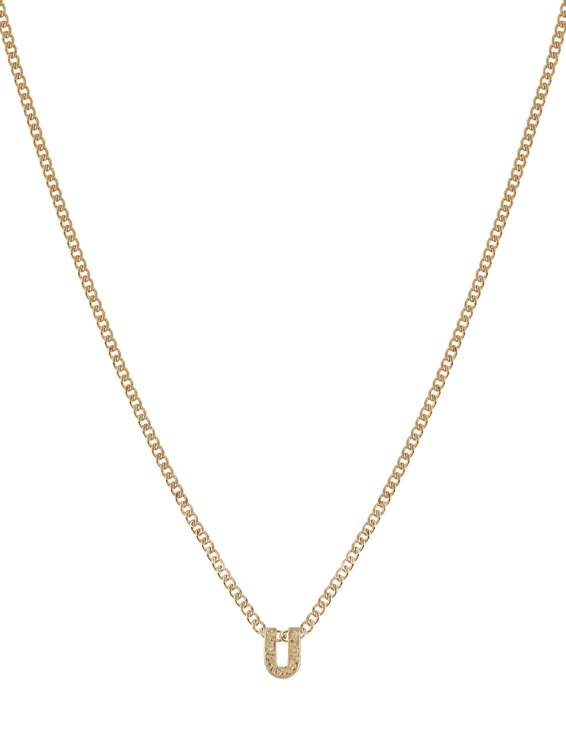 Tutti Textured Alphabet Pendant Necklace Gold 45cm