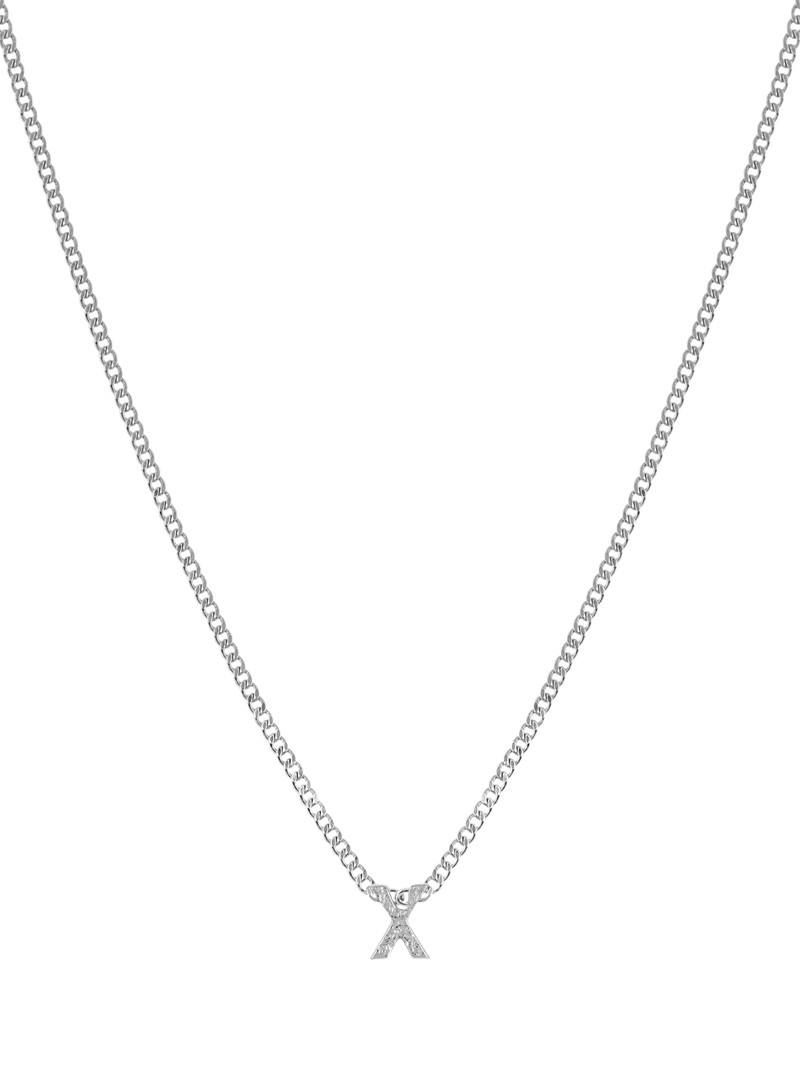 Tutti Textured Alphabet Pendant Necklace, Silver