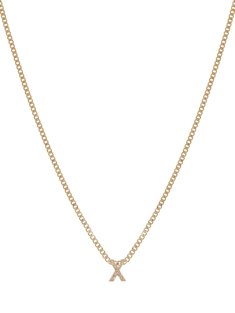 Tutti Textured Alphabet Pendant Necklace Gold 45cm