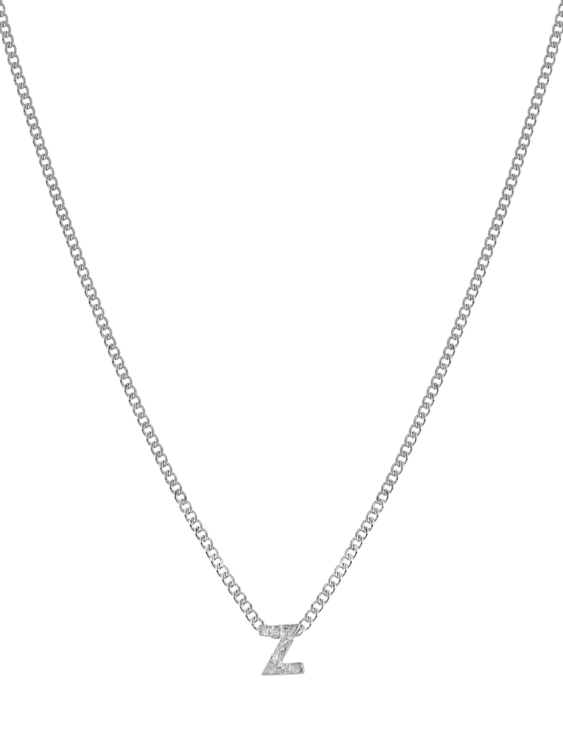 Tutti Textured Alphabet Pendant Necklace, Silver