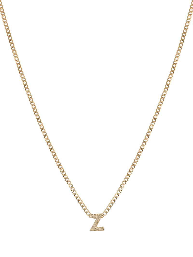 Tutti Textured Alphabet Pendant Necklace Gold 45cm