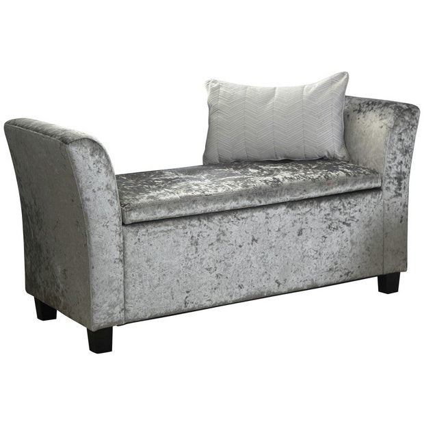GFW Verona grey velvet storage seat 87.4L, UK version