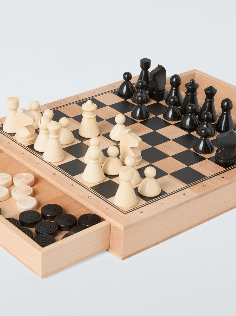 John Lewis wood chess and draughts set, UK version