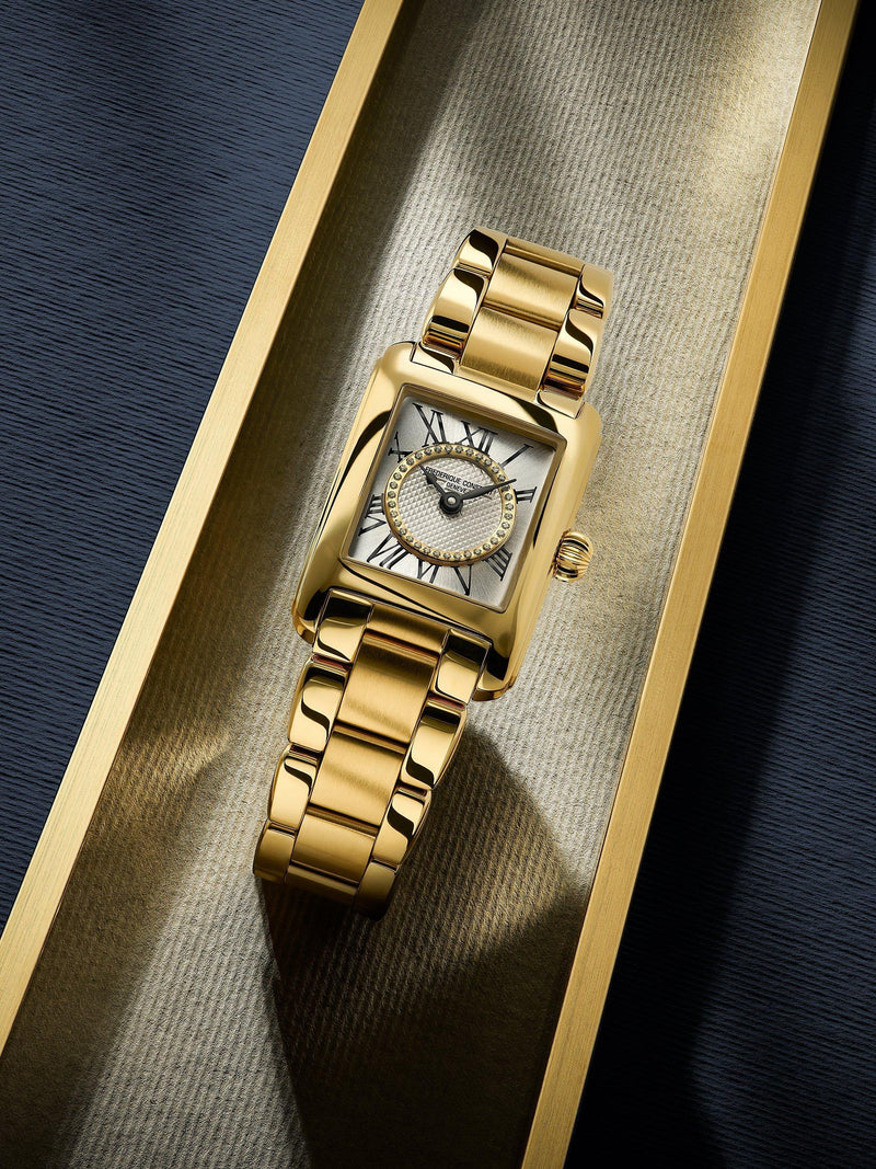 Frederique Constant women's carree bracelet strap gold watch - British product
