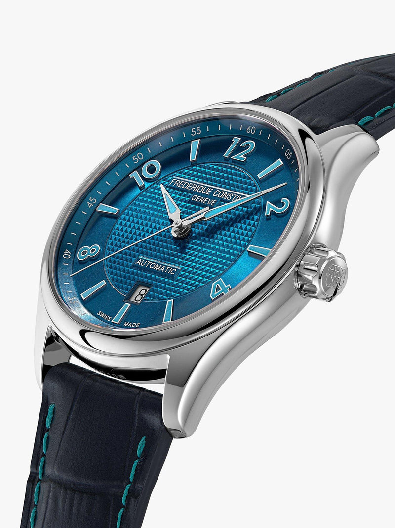 Frederique Constant Runabout Automatic men's watch blue dial leather strap, imported from the UK