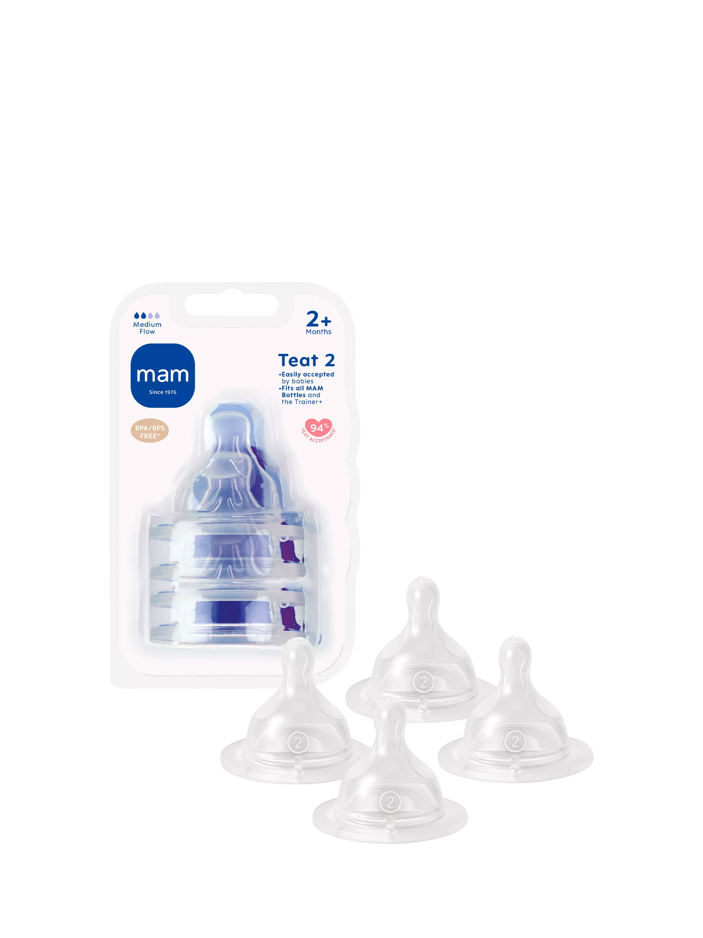 MAM Skinsoft Medium Flow Teat, Pack of 4 - McGrocer