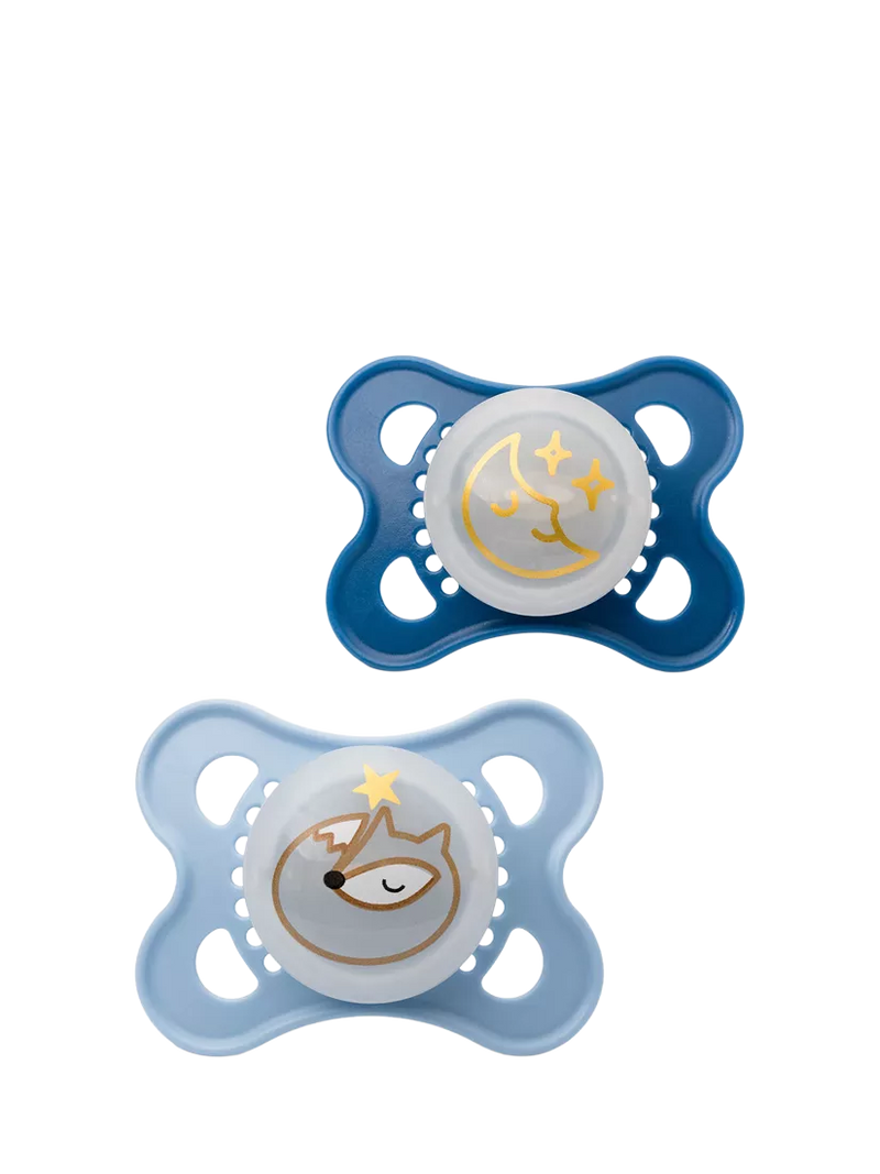 MAM Night Glow in the Dark Baby Soother, Pack of 2 (0-6 months)