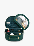Forest green vanity case with compartments and removable pouch (British brand)