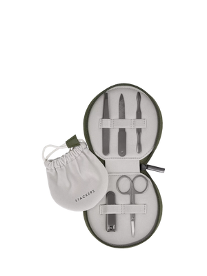 Green Men's 5-Piece Manicure Set with Travel Pouch
