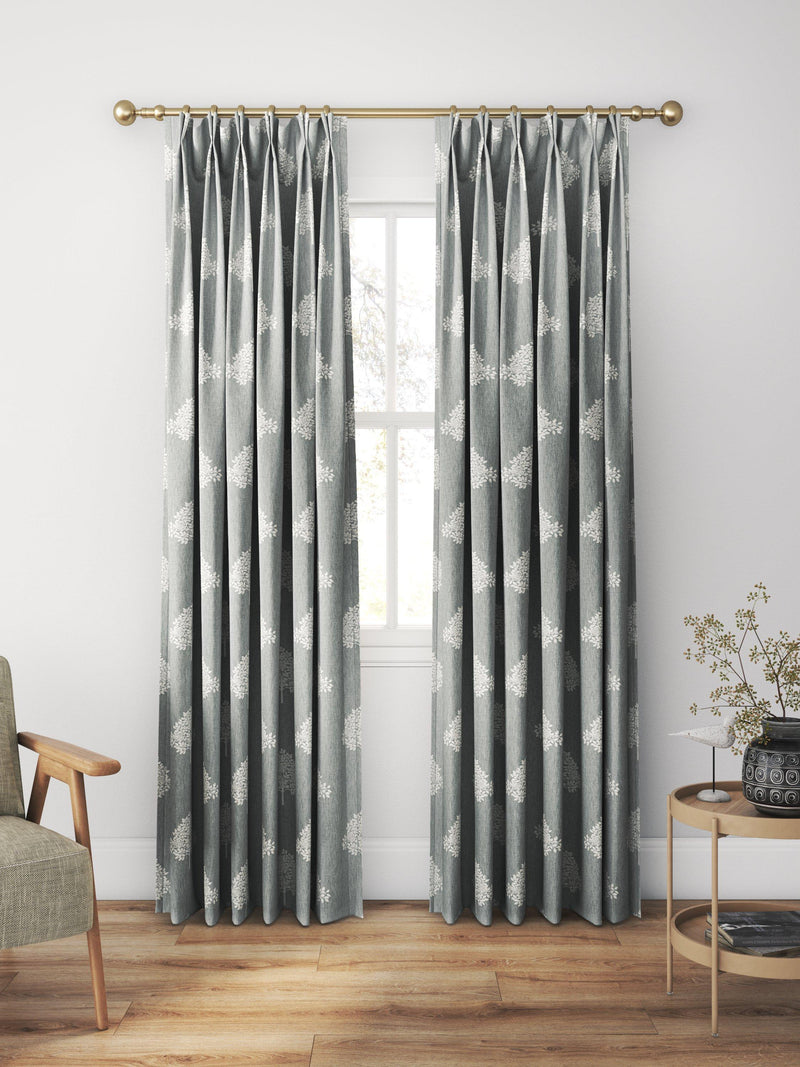 William Morris At Home Marigold Tree embroidered curtains, Woad (British brand)