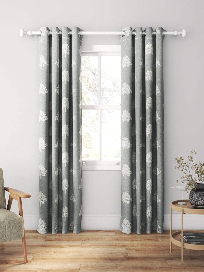 William Morris At Home Marigold Tree embroidered curtains, Woad (British brand)