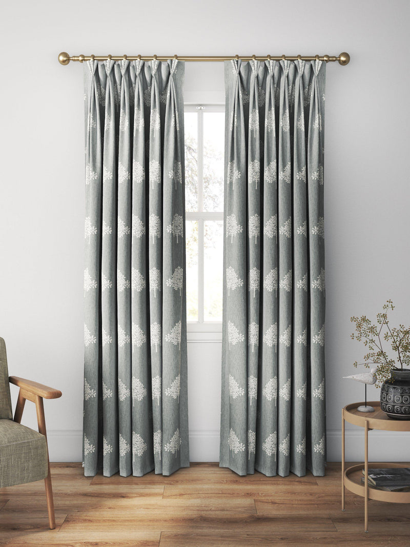 William Morris At Home Marigold Tree embroidered curtains, Woad (British brand)