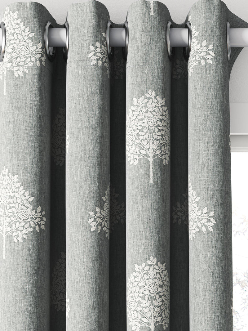 William Morris At Home Marigold Tree embroidered curtains, Woad (British brand)