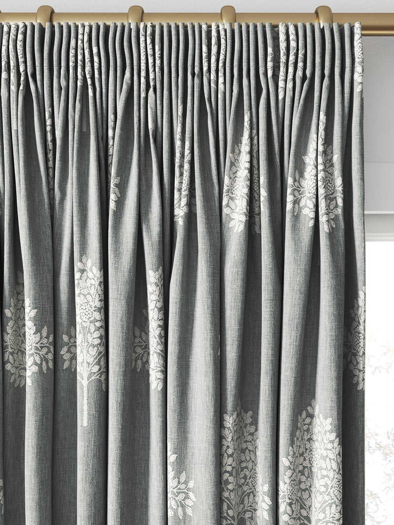 William Morris At Home Marigold Tree embroidered curtains, Woad (British brand)