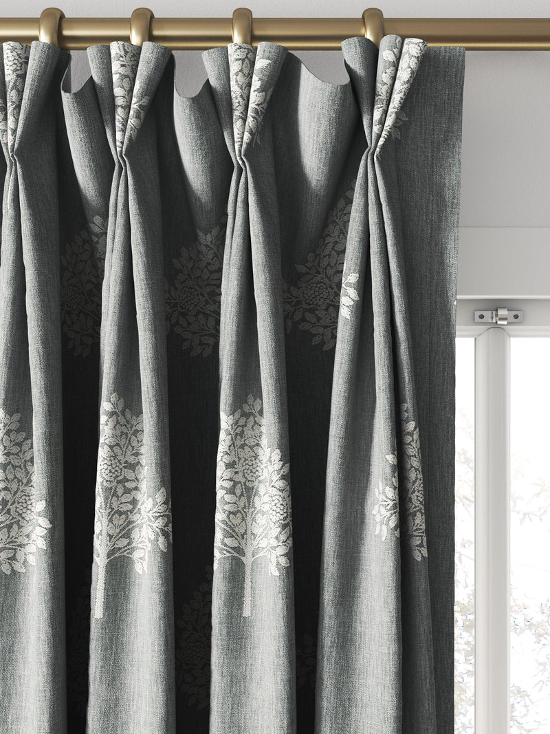William Morris At Home Marigold Tree embroidered curtains, Woad (British brand)