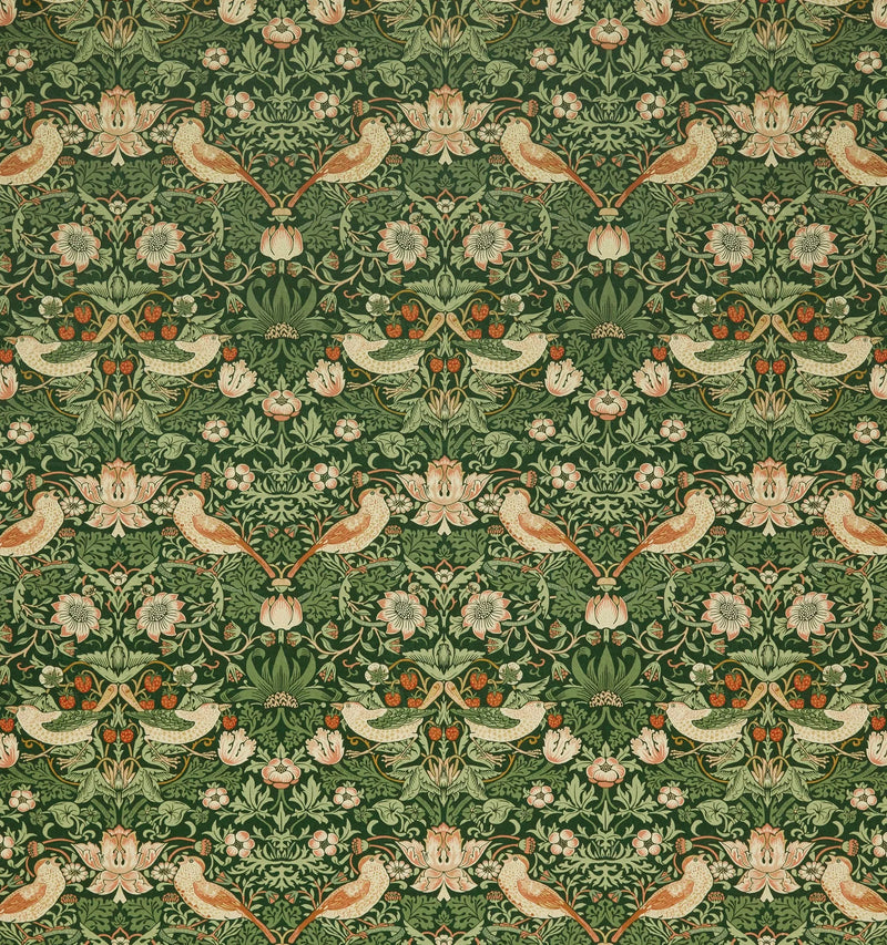 William Morris At Home Strawberry Thief velvet curtains Nettle - British product