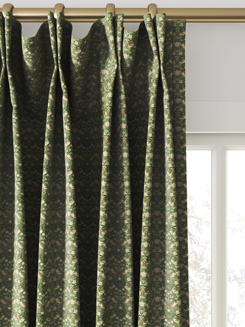 William Morris At Home Strawberry Thief velvet curtains Nettle - British product
